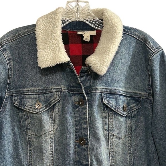 Style & Co Women's Sherpa Lined Collar Denim Jacket Blue Size L Casual - Picture 13 of 13